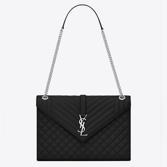 YSL ENVELOPE LARGE BAG IN MIX MATELASSÉ GRAIN DE POUDRE EMBOSSED LEATHER - Picture 9 of 16